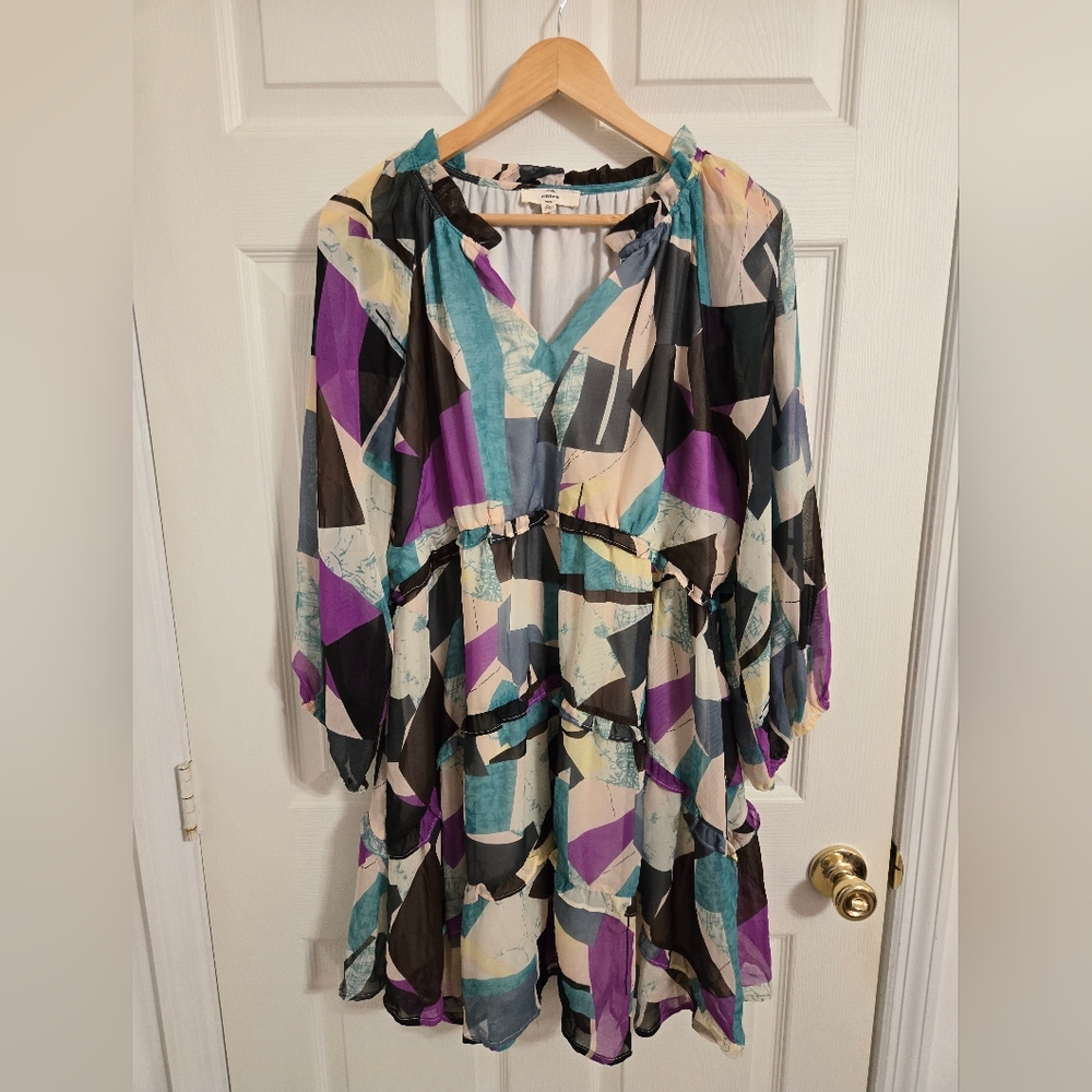 Entro Women's Purple And Blue Geometric Multicolor Mini Dress Size XL